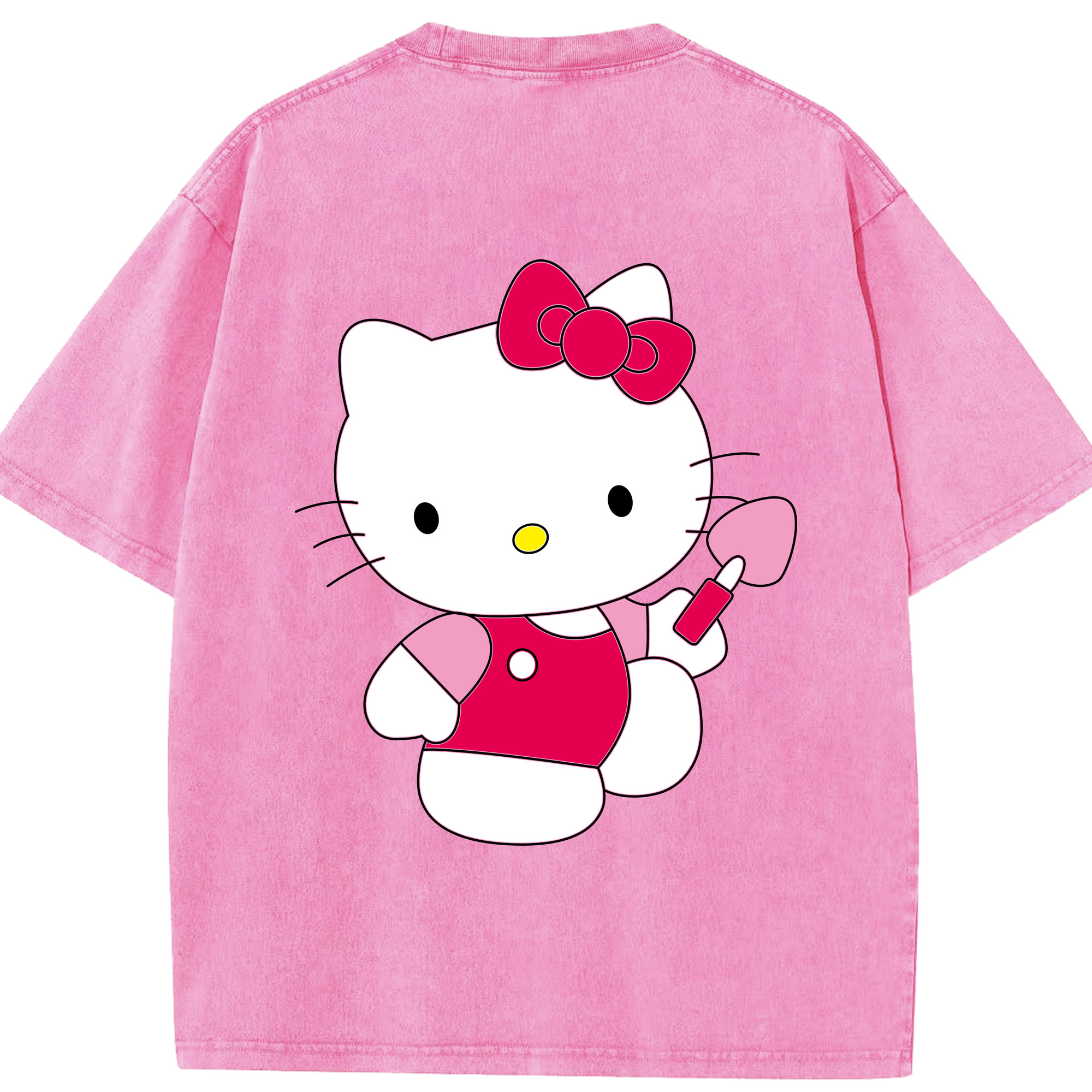 （画像用） Hello Kitty ハローキティ 綿100% ヴィンテージ風 半袖Tシャツ（背面プリント）